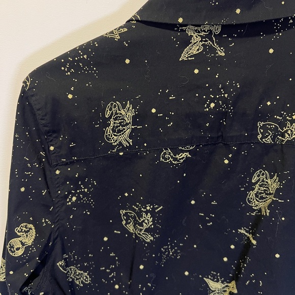 Astrology Women Icone Black and Gold Button Down Shirt size L - Picture 7 of 7